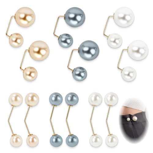 Set de 12 Broches de Perlas Dobles, Pin de Cuello, Clip de Perla, Accesorio de Ropa, Broche para Cardigan, Suéter, Bufanda, Bolso – Clip de Seguridad Mujer, DIY, Boda, Diario
