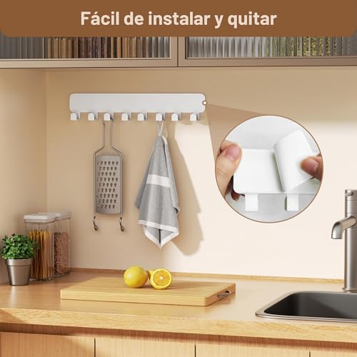 Miniatura 6 de Ganchos Para Llaves De Pared, Porta Llaves Autoadhesivo Sin Taladro Para Pegar En La Pared, Blanco 1 Pack
