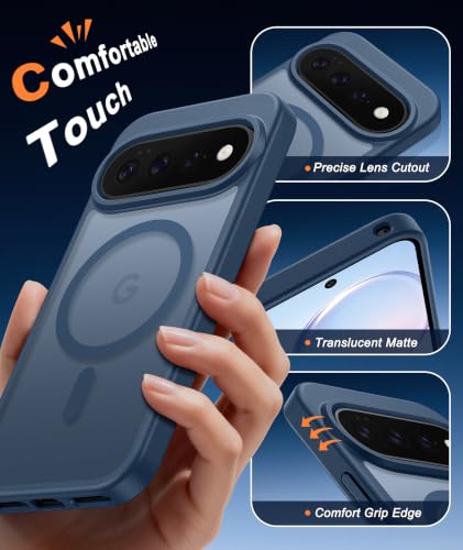 Image of FNTCASE for 11 /11 Pro Case: Compatible with MagSafe Blue | With Screen Protector, Translucent Magnetic Back, Military Grade Drop Protection, Matte Shockproof Phone Cover, Blue