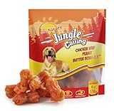 Jungle Calling Rawhide Free Dog Chew Treats, Real Chicken Wrapped Peanut Butter Bones, Teeth Clean Chewy Training Snacks, 6 oz