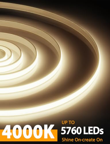 Image of Lamomo COB LED Strip Lights 65.6Ft, Natural White Outdoor Waterproof Rope