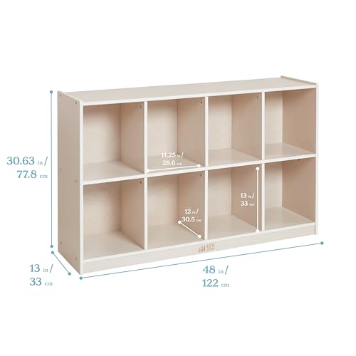 Image of ECR4Kids 8-Compartment Mobile Backpack Storage Cabinet, Classroom Furniture, White Wash