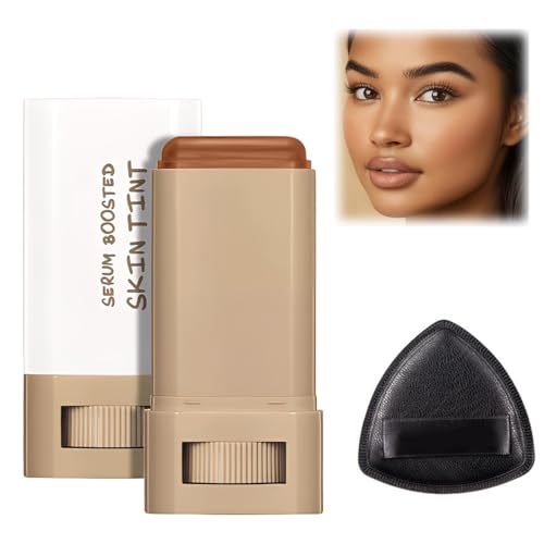 EIHI 1 Pieza Base de maquillaje con suero reforzado, con 1 puff negro triangular, bálsamo de tinta para la piel, base de maquillaje de cobertura completa, hidratante sólida, ligera y no grasa