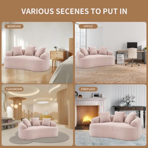 Curved Loveseat Sofa with Full Compression Sponge, Great for Small Spaces, Apartments (Beige)