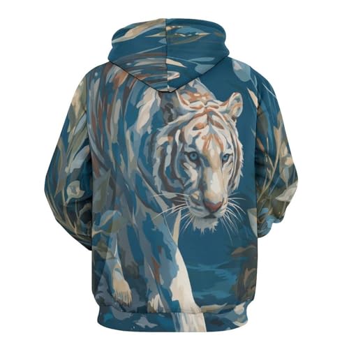 Sweat à capuche tigre peint à la main avec poche pull unisexe - 4