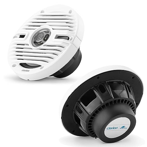 Image of Clarion CMS-651-CWB 6.5-inch Coaxial Marine Speakers 30W RMS Power handling 1 /2-inch (13 mm) Polymer Dome Tweeter Includes White & Black Classic Grilles