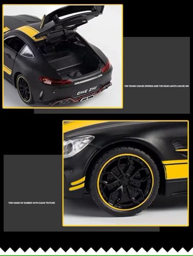 Image of Bebbly 1:32 Scale AMG GTR Mercedes Benz Metal Pullback Diecast Car for Kids with Openable Doors, Sound, Light Effects Toy for Car Enthusiasts (Black, Red)