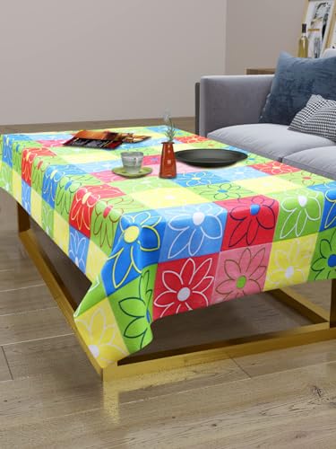 Image of Dakshya Industirs PVC Waterproof Table Cover 36x54 Inch Floral Printed Center Table Cover Washable Plastic Table Sheet Oilproof Dining Table Cover for Coffee Table Living Room Home (Premium Blossom)
