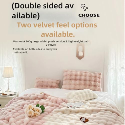 Couverture en fourrure de lapin synthétique de luxe pour lit double - 7