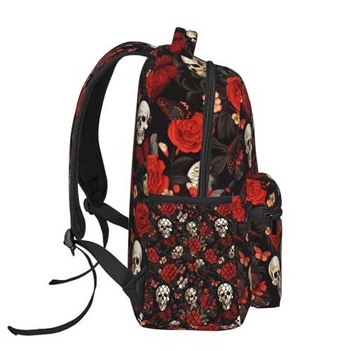 Gothic Rose Sugar Skull Lightweight Backpack Travel Casual Bags for Women or Men 15.7 Inches3
