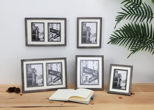 4X6'' Carbonized Wood Effect Picture Frame 2Pk, 6X8'' Double Photo Frame With Inlay And Mount For 6 X 4'' Set Of 2. Dark Wood Pattern Picture Frames With Glass Front For Desktop Or Wall Mounted #TOP4