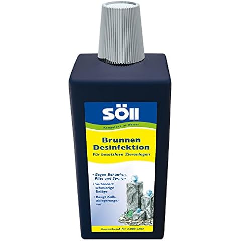 Söll 81448 BrunnenDesinfektion 1 l Desinfektion von Zieranlagen, Dekobrunnen und Springbrunnen ohne Tierbestand - wirksames Reinigungsmittel zur Wasserpflege für hygienisch sauberes Wasser Cover