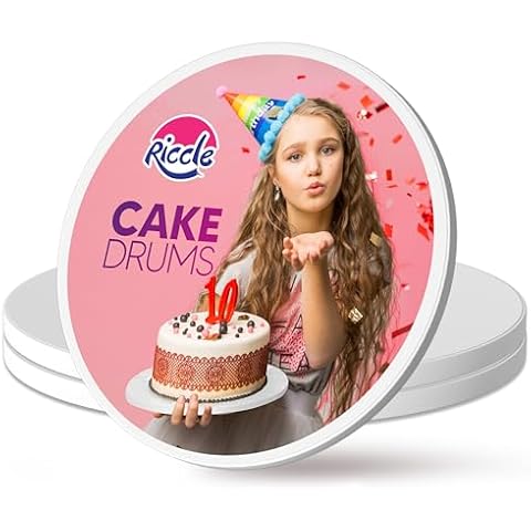 RICCLE Cake Boards - 12 Inch Cake Drum - Smooth-Edged 12 Cake Drum - Sturdy Cake Boards 12 Inch Round - Bend Resistant Multi-Layered Cake Base for Minimalist Displays (12 Inch - Pack of 3) Cover
