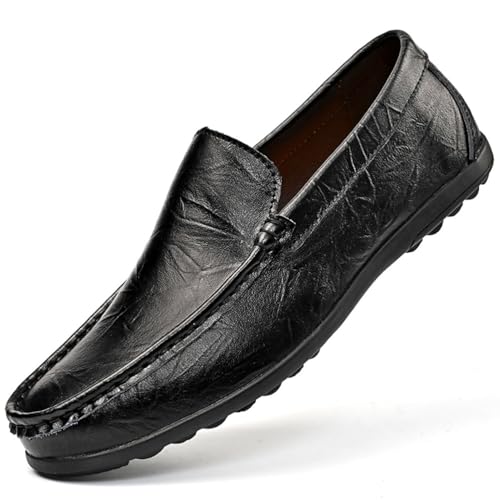 YYSPR Men's Casual Lightweight Genuine Leather Slip On Penny Loafer Flats Soft Driving Walking Shoes