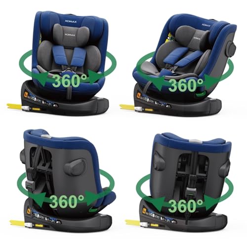 Xomax C013 Kinderzitje, 360 graden draaibaar, Isofix, ECE R129, 0-36 kg, verstelbaar, kantelbaar, ademende overtrek, 5-punts riem, Top Tether, autokinderzitje voor baby's en kinderen 0-12 jaar, kleur - Afbeelding 4