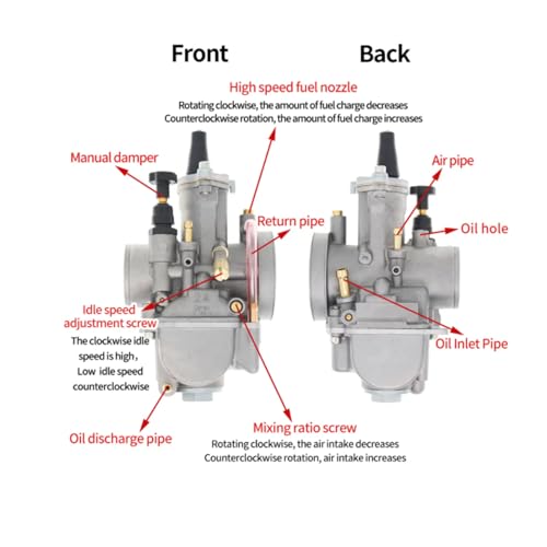 Viviance Motorrad Vergaser kompatibel mit PWK 21-34MM 2T 4T Motorrad Vergaser mit Power Jet kompatibel mit Yamaha Koso ATV Quad UTV - 28MM