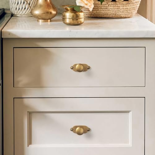 Image of Goo-Ki Antique Brass Zinc Alloy Cabinet Knob with Backplate - Single Hole Center Cabinet Pull Hardware for Bedroom, Kitchen, 6 Pack（8611-G013）