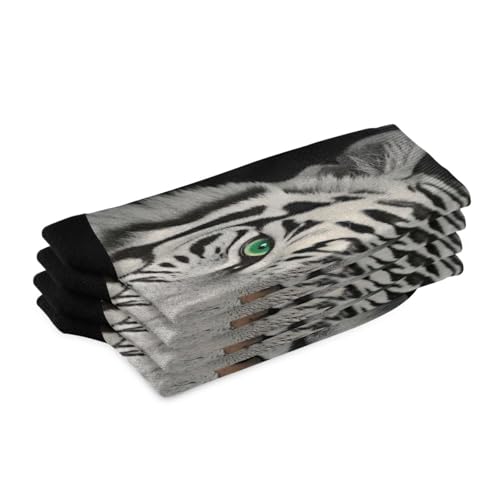 1 Pair White Tiger Crew Socks Breathable Compression Athletic Socks for Women Men Sport Running Cycling2