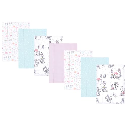 Hudson Baby Unisex Baby Flannel Burp Cloth 7pk, Garden Fairies, One Size