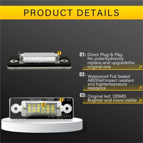 Lámpara trasera LED coche 12V y luces matrícula para Golf MK5 T5 4