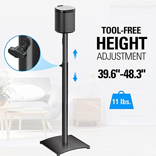 Mounting Dream Md5401 Speaker Stands Pair Bookself Rear Speaker Floor Stands Extendable 11Lbs Loading, Md5411 Single Speak Stand For Sonos One, One Sl, Play:1, Height Adjustable 39.6"- 48.3" #TOP3