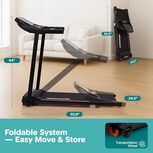 Image of SereneLife Treadmill with Incline & Handle Bars | Compact Portable Walking Pad & Treadmill for Home /Apartment | Wide Running Belt 40 inch x 16 inch | Includes Workout Trainer Program with Bluetooth App