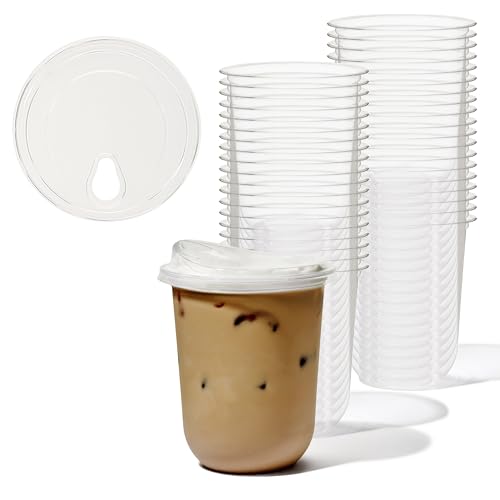TOSSWARE NATURAL 16oz Arc Bundle - Plant Based 98mm Clear Cold Cups + Sip Lids - Plastic Alternative for Parties Bachelorettes Weddings - Recyclable - Set of 50