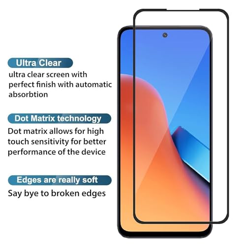 Image of HD Tempered Glass Screen Protector Compatible For Redmi 12 5G, Redmi 12 4G With Edge To Edge Coverage And Easy Installation Kit