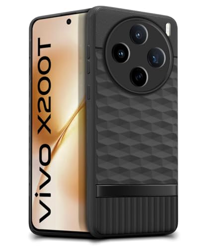 Image of WOW IMAGINE Back Cover for Vivo X200T 5G with Hexa Cube Design | Ultra Slim Soft Rubberised Case | Inner Velvet Fabric | Flexible Mobile Case | Camera Protection - Black