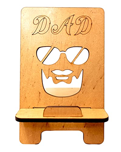 Wooden Mobile Stand with Charging Hole for Your Father, Multipurpose uses Such as Office Work, Watching Movies, Videos, Matches, etc