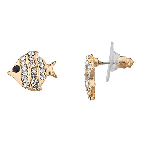 Lux Accessories Gold Tone Sea Creatures Fish seahorse 3 Pieces Stud Earrings2
