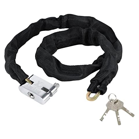 MorNon Chain Lock with 3 Keys 1M Heavy Duty Bike Lock 5mm Thick Anti-Theft High-Security Chain Lock Weatherproof Bicycle Padlock for Scooter Bike Bicycle ATV Motorcycle Door Fence Cover