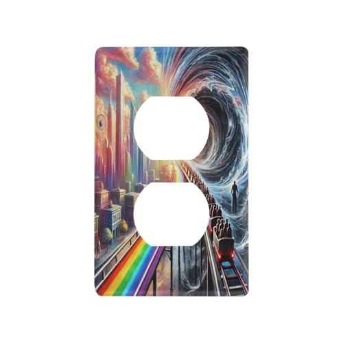 Rainbow Rollercoaster Light Switch Cover Decorative Receptacle Outlet Wall Plate Guard Plastic Outlet Covers for Home Decor Room Bedroom Bathroom (Duplex Outlets Cover)
