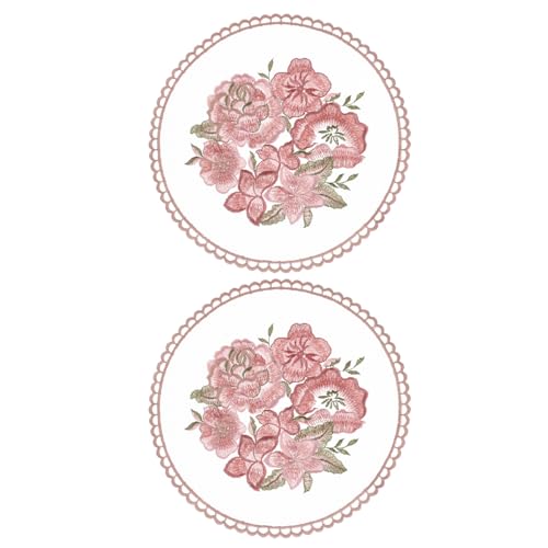 QUARKZMAN 2Pcs Napperons Rétro en Dentelle, Napperons Ronds en Crochet Français Brodés Creux pour Table De Salle À Manger Cuisine Fête 8x8inch, Rose...
