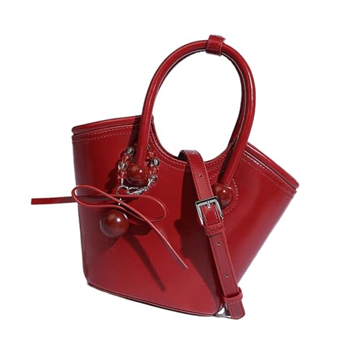 Sac à bandoulière vintage en cuir PU Morain, l'élégance d'une finition rouge remarquable