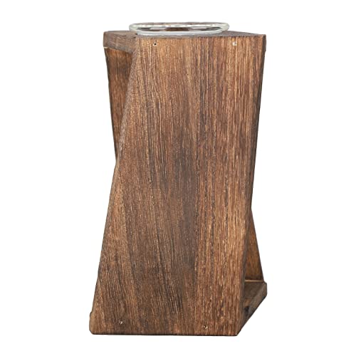 KIMISS Plante de Tube à Essai en Verre Terrarium - Planter Hydroponique de Bureau élégant pour la Maison et Le Décor de Bureau - en Bois Artisanal E avec...