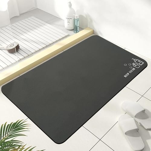 DEFIYEAR Bath Mat for Bathroom, Quick Dry Bathroom Mat, Non Slip Floor Mats, Absorbent Magic Matt, Kitchen Washable Carpet, Toilet Anti Mould(Dark Grey 40 x 60 cm)