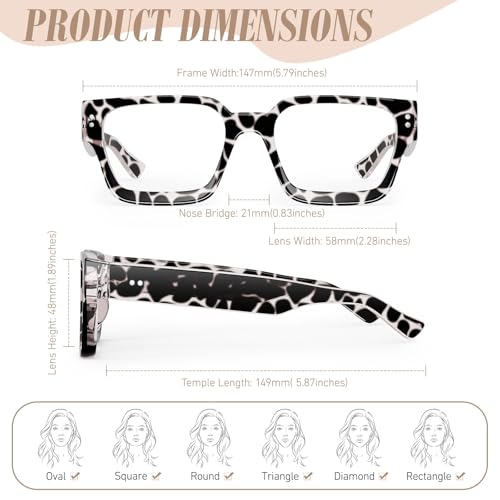 Image of Sunier Oversized Thick Square Fake Clear Lens Glasses Women Men 100% UV400
