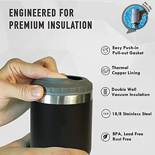 4 in 1 Stainless Steel Can/Bottle Insulator, 14oz Two-Way Lids SUS Insulated Can Cooler, Beer Bottle holder (Black) - Image 3