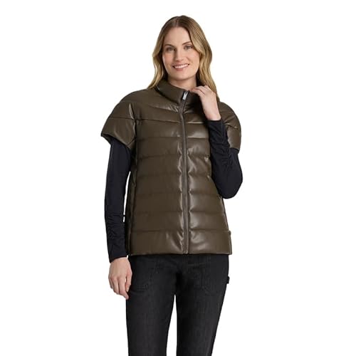 Martha Stewart Women's PU Quilted Puffer Vest - Wren, XL