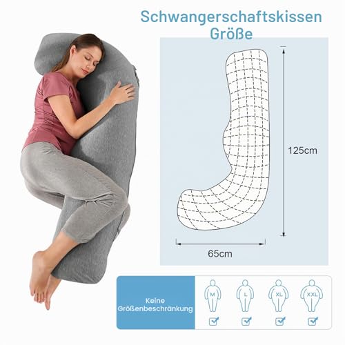 SHANNA Schwangerschaftskissen Seitenschläferkissen Stillkissen Fütternkissen mit Baumwolle Bezug...