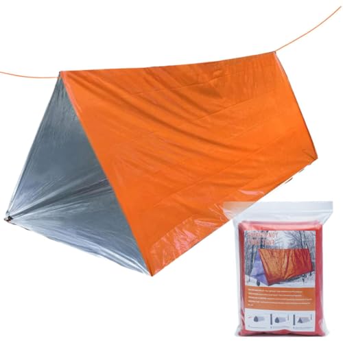 Tienda de campaña de supervivencia para 2 personas, impermeable, ligera, resistente al viento, saco térmico, saco de dormir, para senderismo, montañismo, camping, compacto, ergonómico, multiusos