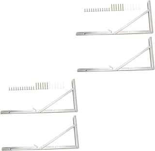 DOITOOL 4 Pcs Bracket Black Corner Shelf Heavy Duty Metal Shelf L Brackets Heavy Duty Black Shelf Brackets Shelf Mounting Brackets Metal Shelf Holders Stainless Steel Folding Stands Metal