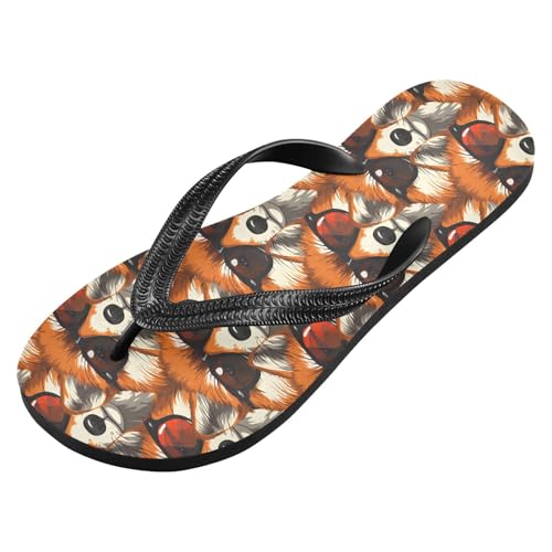 ALAZA Sunglasses Fox Flip Flops for Women Fashion Beach Slippers Comfort Mens Flip Flops Non-Slip Rubber Shower Slippers Sandal for Hotel Travel Sport,XS2
