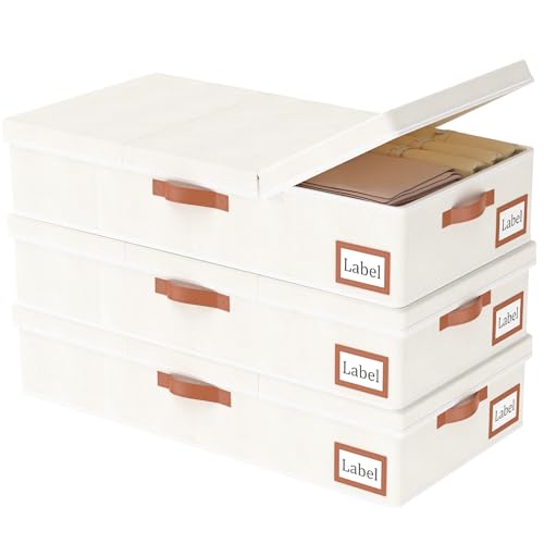 Yawinhe 3 piezas Bolsas Almacenaje Debajo de la Cama,Organizadores de Armarios para Ropa,Cajas Almacenaje Ropa,Puede Colocarse Debajo de La Cama,80x40x15cm, Beige, SNH004BEL-3-