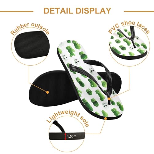 Flip Flop Sandals Skull and Cactus Print for Women Men Beach Outdoor XS3