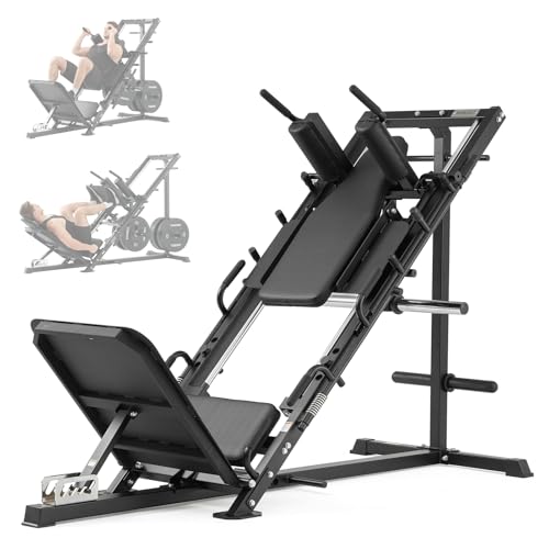 ZERELEK Beinpresse Hack Squat Kombigerät mit Linearführung – 45° Unterkörpertraining mit Gewichtsablage für Quadrizeps, Hamstrings, Gesäß & Waden – Home Gym Leg Day Equipment