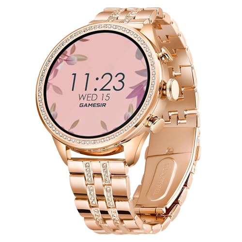 Image of GameSir GenDiva Smartwatch for Women with Bluetooth Calling, 1.69 inch AMOLED Display, 100+ Sports Modes, Health & Sleep Monitor, Voice Assistant, IP68 Waterproof, Long Battery Life, (Diamond Gold)