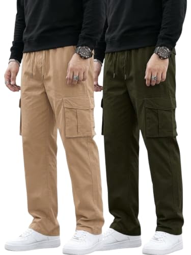 Image of GRECIILOOKS Men's Cargo Pants | 6 Pocket Cotton Cargo Joggers for Men | Loose Fit Stylish Pant with Pockets | Casual Baggy Trousers & Streetwear Lower