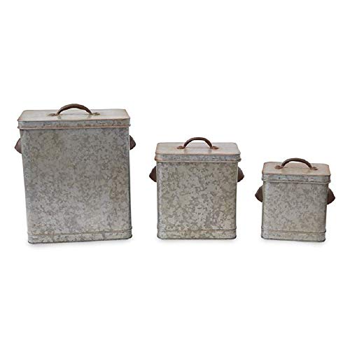 Mud Pie Retreat Collection Galvanized Tin Kitchen Canisters Set of 3